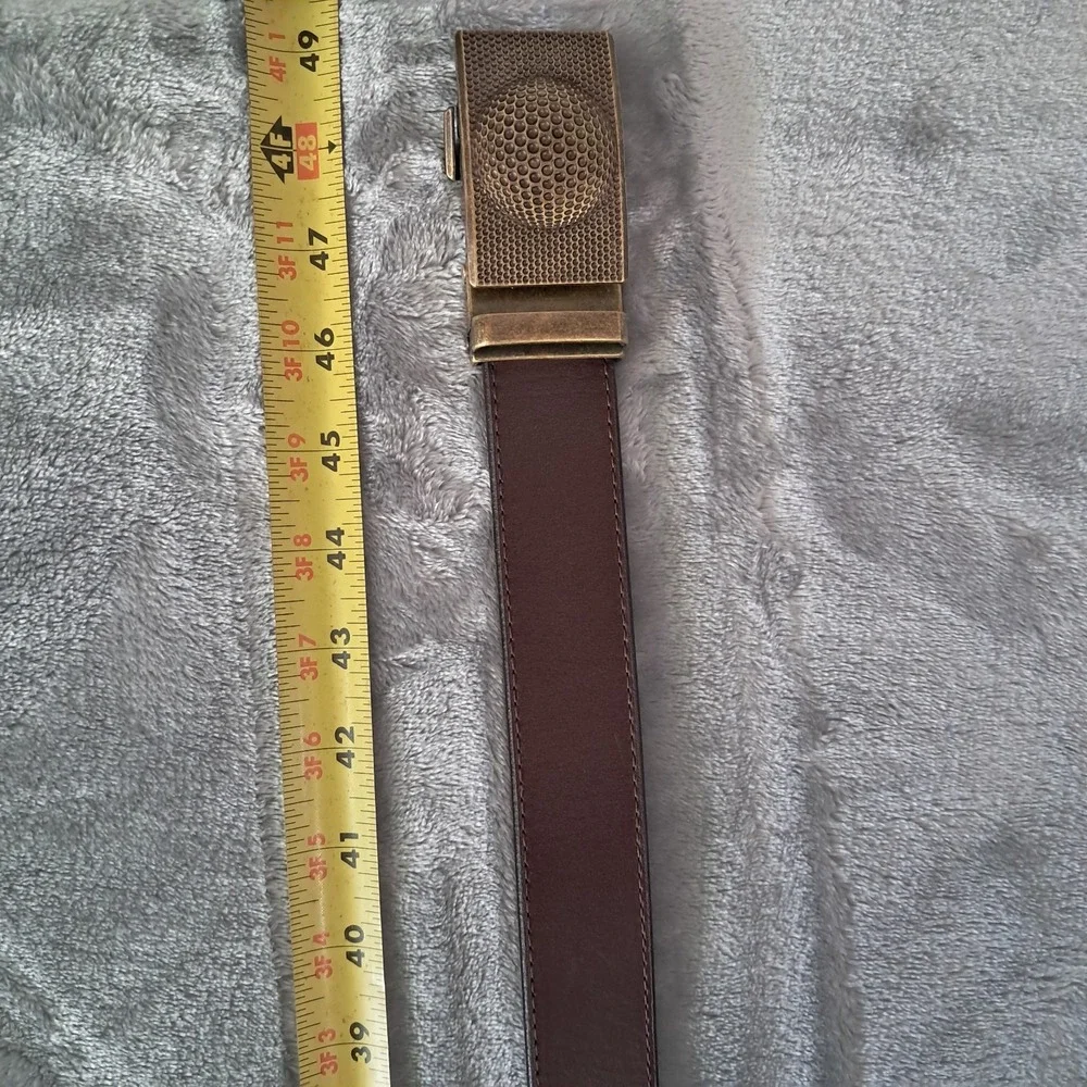 Anson Belt Golf Ball Ratchet Buckle Leather Adjustable Brown No Holes 37